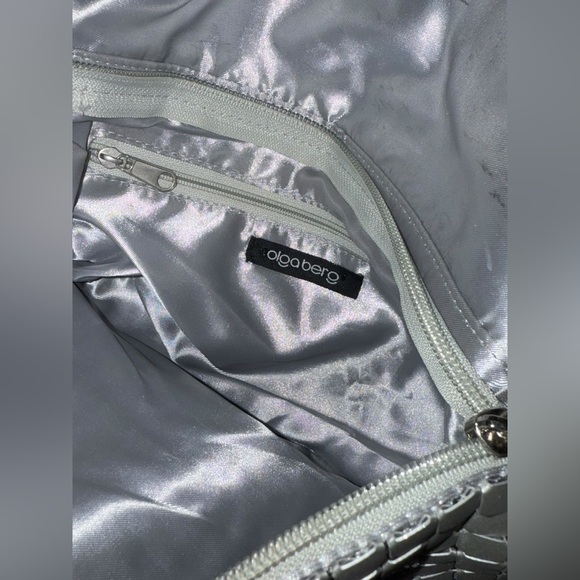 Olga Berg Brushed Silver-Toned Soft Metal Mesh Clutch Shoulder Bag - Picture 9 of 16